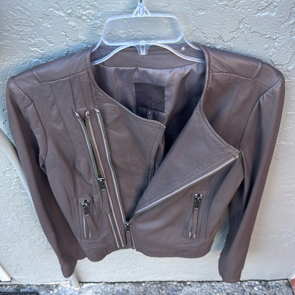 Joie Women’s Taupe Leather Jacket size Large - Picture 1 of 9